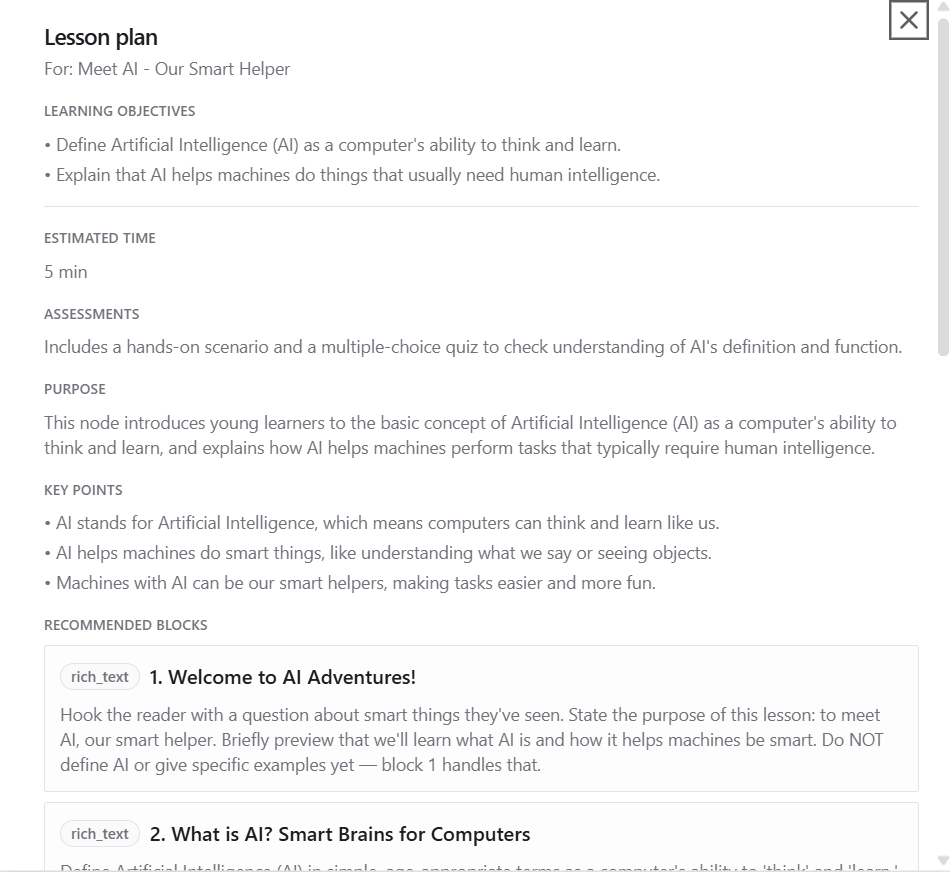 Lesson plan with block blueprint